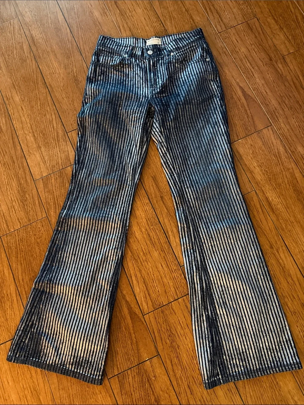 Free People West Coast Relaxed Metallic Flare Jeans- size 26